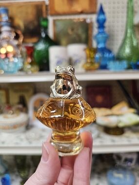 Vintage 70 Avon Fairytale Frog Perfume Mushroom Toadstool Glass Gold Cottagecore